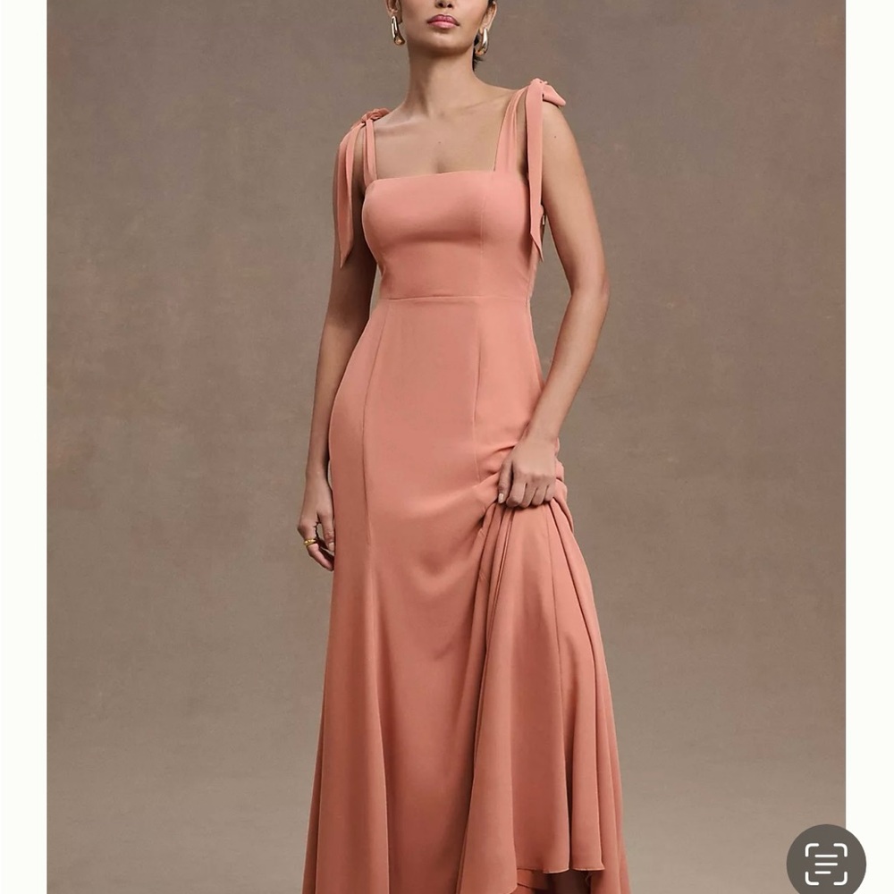 BHLDN Clara Shoulder-Tie Square-Neck Georgette Gown 8 NWT